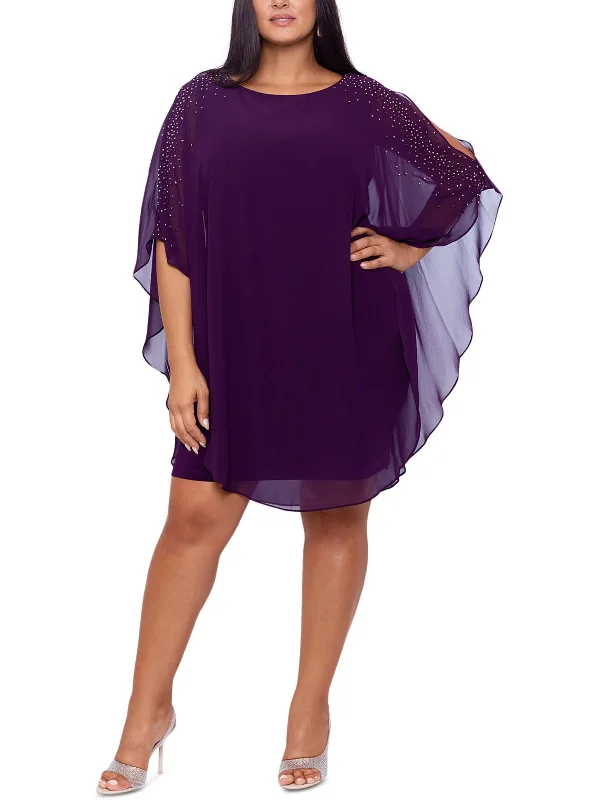 Two-Piece Party Dress for Unique Style -Plus Womens Chiffon Embellished Cocktail and Party Dress Two-Piece Party Dress for Unique Style -Plus Womens Chiffon Embellished Cocktail and Party Dress