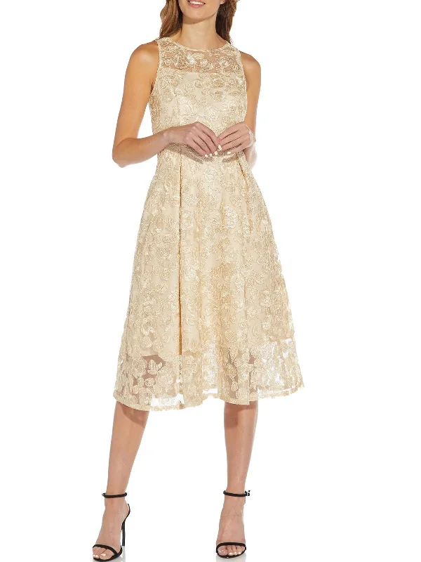 Floral Lace Party Dress for Special Event -Plus Womens Embroidered Midi Cocktail and Party Dress Floral Lace Party Dress for Special Event -Plus Womens Embroidered Midi Cocktail and Party Dress
