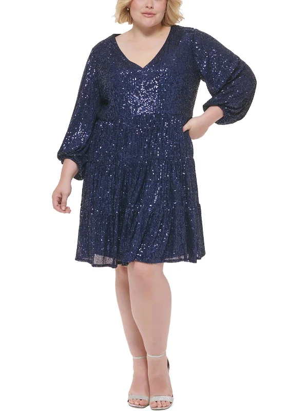 Pink Party Dress for Girls' Night Out -Plus Womens Mesh Sequined Cocktail and Party Dress Pink Party Dress for Girls' Night Out -Plus Womens Mesh Sequined Cocktail and Party Dress