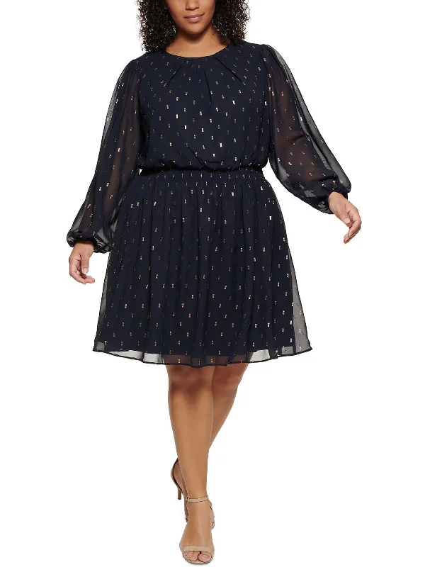 Fit-and-Flare Party Dress for Comfort and Style -Plus Womens Metallic Printed Cocktail and Party Dress Fit-and-Flare Party Dress for Comfort and Style -Plus Womens Metallic Printed Cocktail and Party Dress