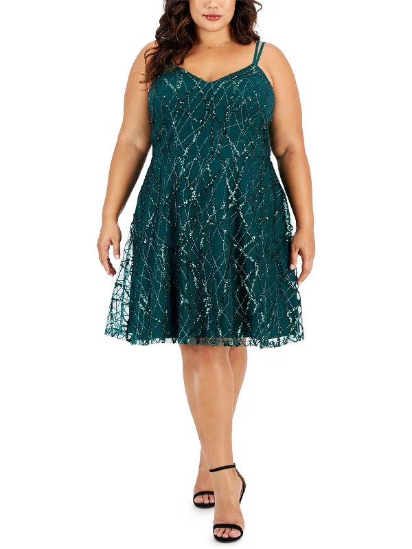 Chic Green Party Dress for Special Occasion -Plus Womens Sequined Knee Length Cocktail And Party Dress Chic Green Party Dress for Special Occasion -Plus Womens Sequined Knee Length Cocktail And Party Dress