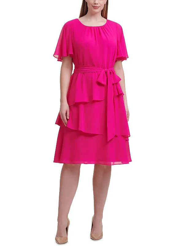 A-line Party Dress for Comfortable Fit -Plus Womens Tiered Knee-Length Cocktail and Party Dress A-line Party Dress for Comfortable Fit -Plus Womens Tiered Knee-Length Cocktail and Party Dress