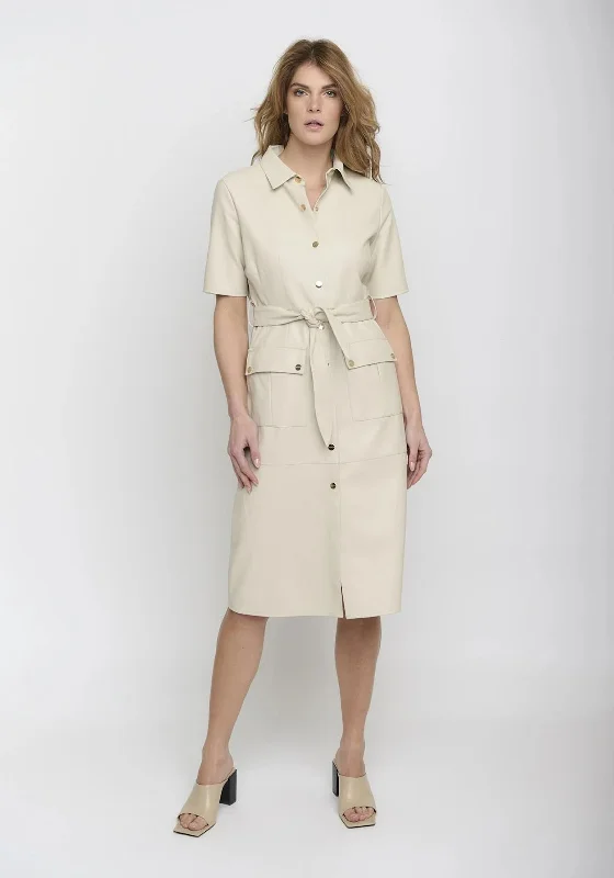 Multi-colored Shirt Dress-Rino & Pelle Pacey Midi Shirt Dress, Almond Milk