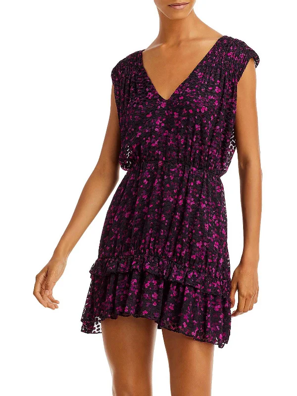 Mesh Panel Party Dress for Bold Look -Romina Womens Printed Mini Cocktail and Party Dress Mesh Panel Party Dress for Bold Look -Romina Womens Printed Mini Cocktail and Party Dress