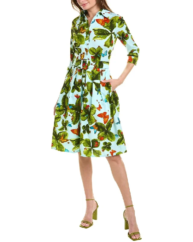 Women's Button-down Shirt Dress with Pockets-Samantha Sung Audrey 1 3/4-Sleeve Shirtdress