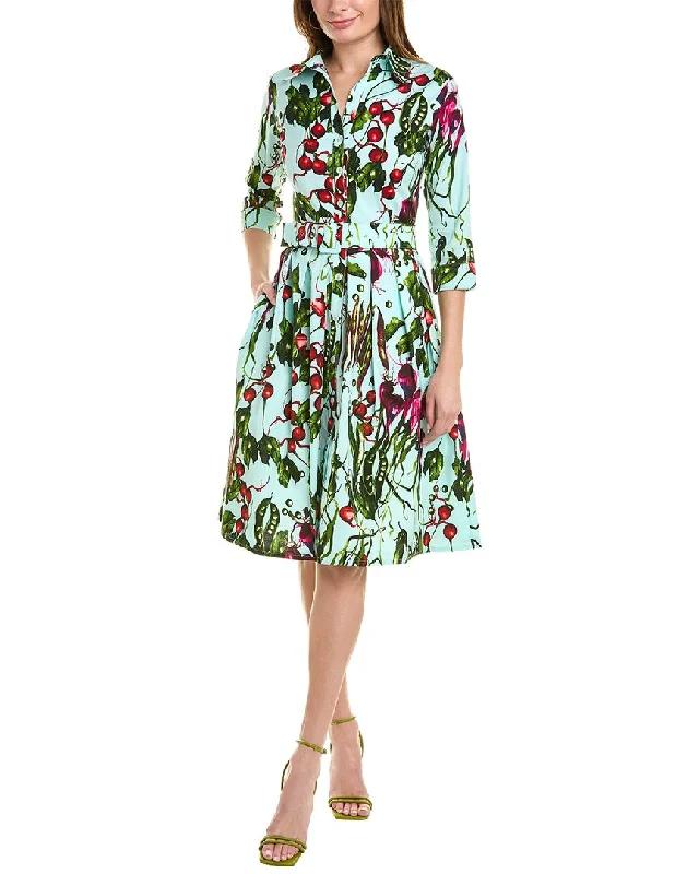 Red Plaid Shirt Dress-Samantha Sung Audrey 1 3/4-Sleeve Shirtdress