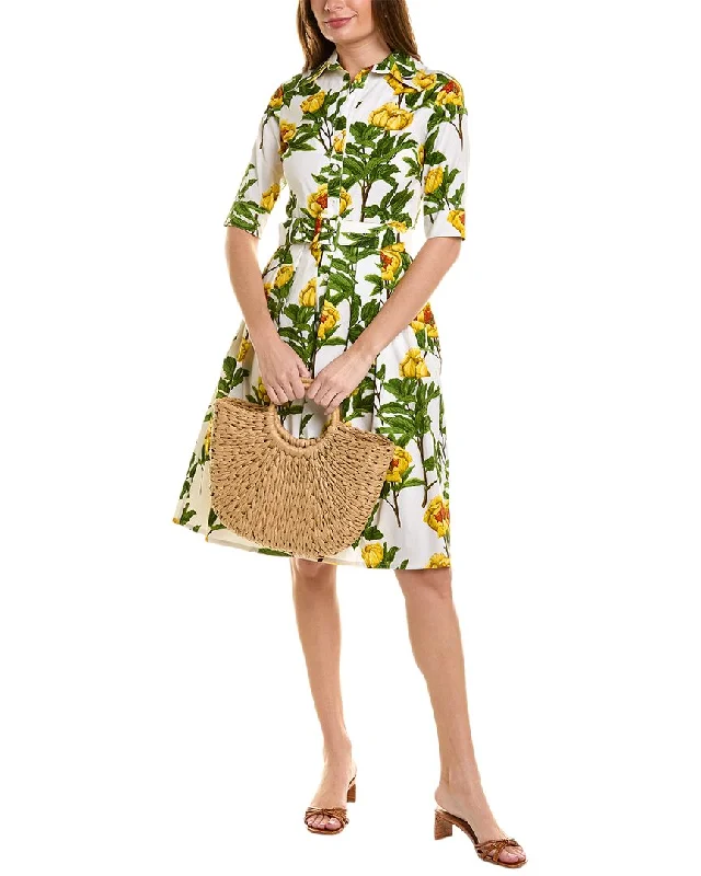 Printed Shirt Dress for Women-Samantha Sung Audrey 1 3/4-Sleeve Shirtdress