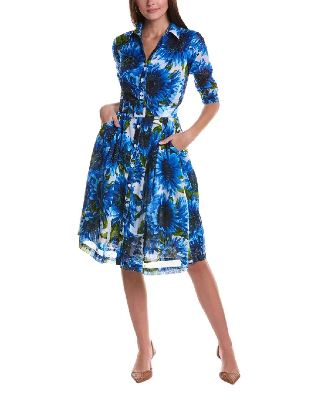 Bold Printed Shirt Dress-Samantha Sung Audrey 3 Silk Shirtdress