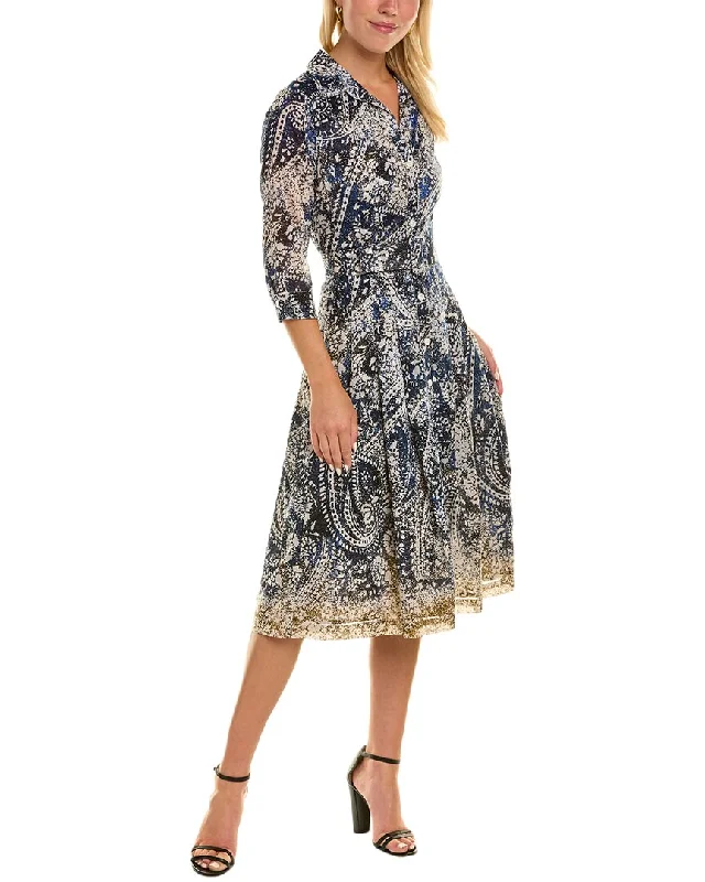 Stylish V-neck Shirt Dress-Samantha Sung Audrey 3 Silk Shirtdress