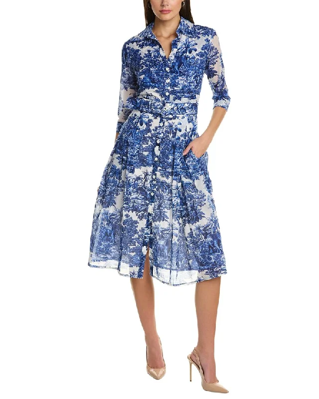 Classic Women's Shirt Dress-Samantha Sung Audrey 3 Silk Shirtdress