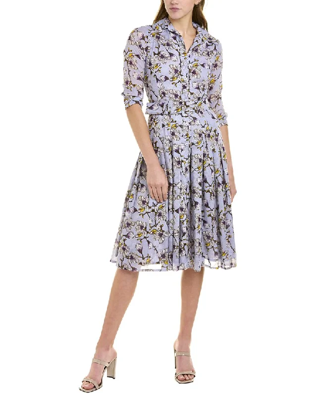Silk Floral Shirt Dress-Samantha Sung Patricia Shirtdress