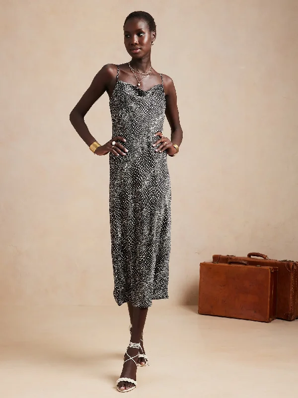Slip Dress with Lace Underlay -Slip Dress with Sheer Mesh Insert -Satin Slip Dress