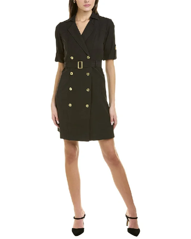 Casual Checkered Shirt Dress-Sharagano Lepore Sharksin III Double-Breasted Shirtdress