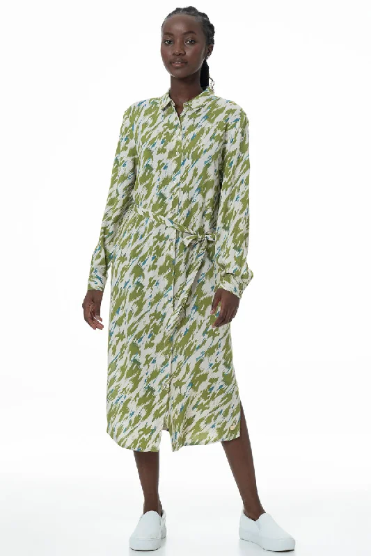 Belted Midi Shirt Dress-Shirt Dress _ 145789 _ Multi