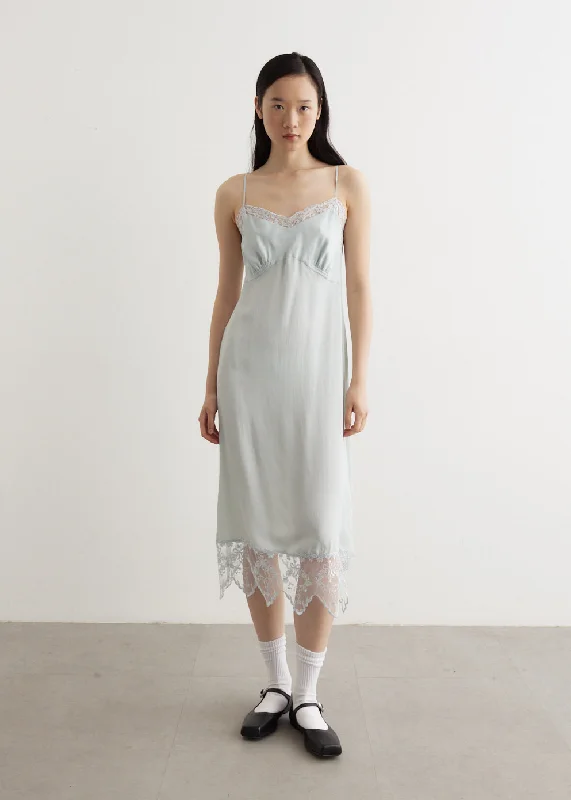 Slip Dress with Lace Back -Vintage Lace Slip Dress -Slip Dress With Lace Trim