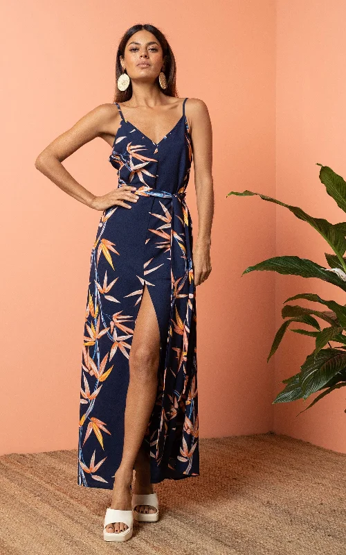 Lace Night Slip Dress -Satin Red Slip Dress for Party -Sookie Slip Dress In Bamboo Print