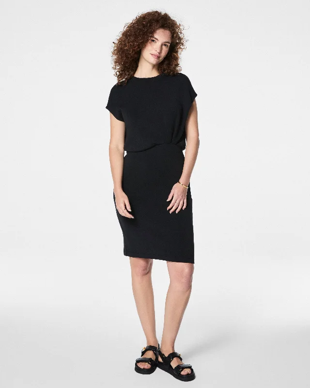 Women's Draped Sleeve Midi Dress-SPANX® AirEssentials Gathered Waist Dress