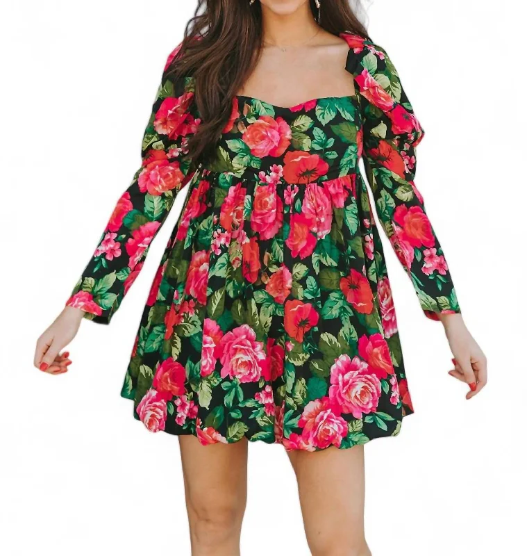 Doll Dress for Doll Collectors -Stassie Puff Sleeve Babydoll Dress In Rosa