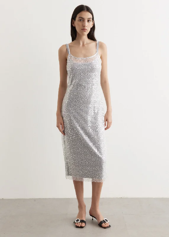 Slip Dress with Ribbed Texture -Bodycon Slip Dress with Lace -Sweetdust Sequin Slip Dress