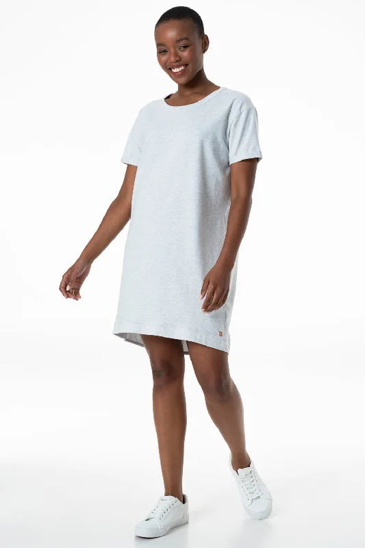 Plain Shirt Dress for Women-T-Shirt Dress _ 143287 _ Grey Mel