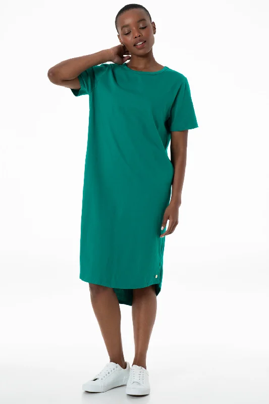 White Embroidered Shirt Dress-T-Shirt Dress _ 143289 _ Green