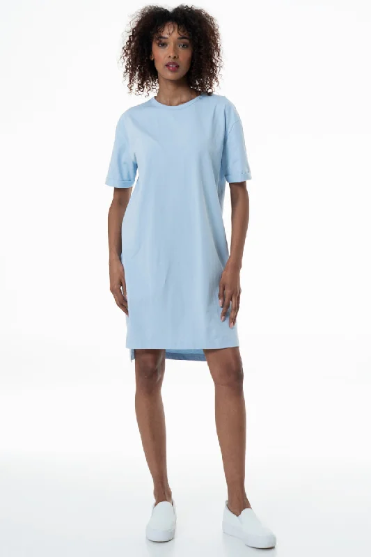 Plaid Shirt Dress with Belt-T-Shirt Dress _ 153685 _ Blue