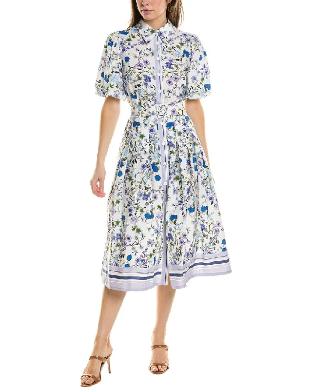 Comfortable Shirt Dress for Women-Teri Jon by Rickie Freeman Floral Shirtdress