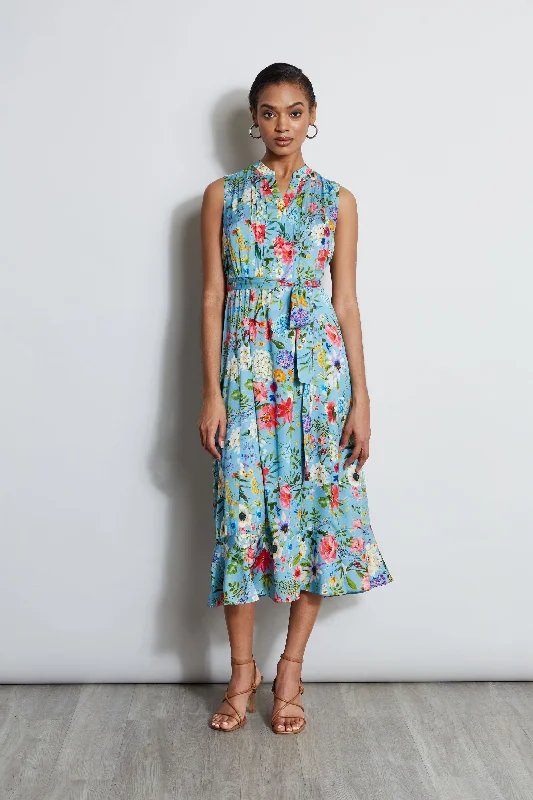 Women's Cute Shirt Dress-Silk Wild Meadow Shirt Dress