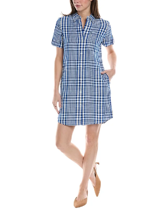 Women's Button Shirt Dress-Theory Mayvine Dillon Plaid Linen-Blend Shirtdress