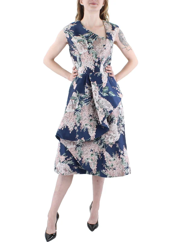 Gold Party Dress for Holiday Celebration -Veronica Womens Jacquard Floral Cocktail and Party Dress Gold Party Dress for Holiday Celebration -Veronica Womens Jacquard Floral Cocktail and Party Dress
