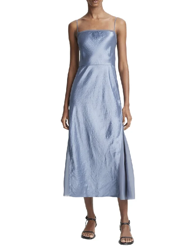 Slip Dress with Built-in Bra -Sexy Black Slip Dress for Party -Vince Sheer Paneled Slip Dress