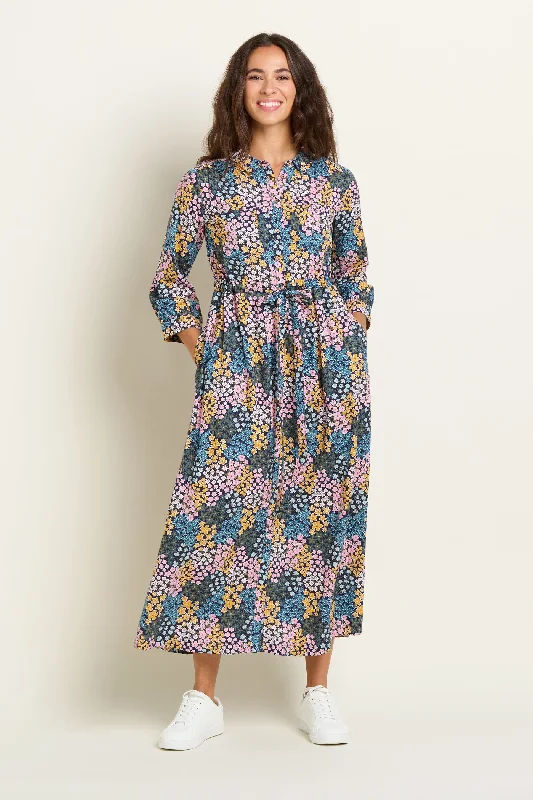 Twisted Shirt Dress-Wildflower Meadow Shirt Dress