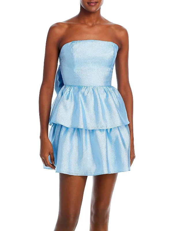 Boho Chic Party Dress for Casual Vibe -Womens Bow Mini Cocktail And Party Dress