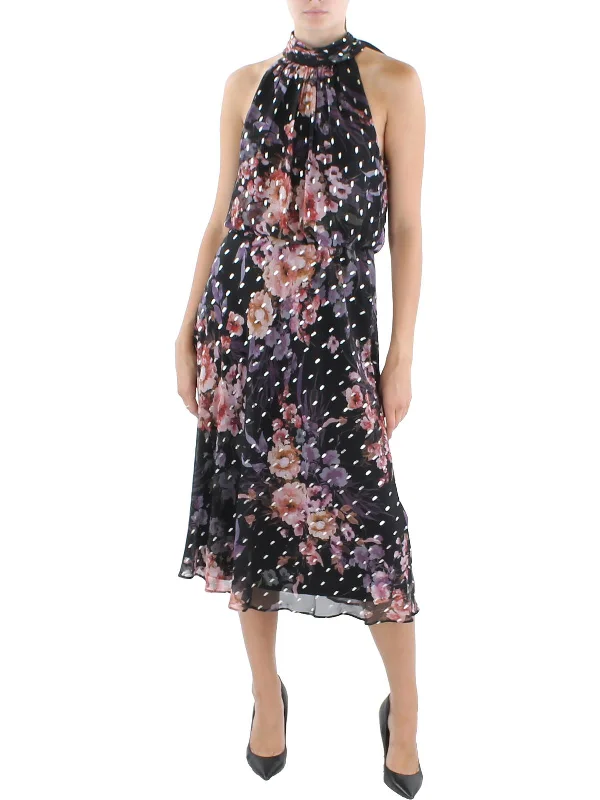 Silk Party Dress for Night Out -Womens Chiffon Printed Cocktail and Party Dress