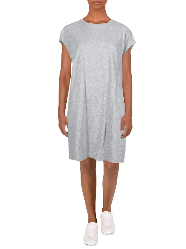 Silk Button-up Shirt Dress-Womens Comfy Midi T-Shirt Dress