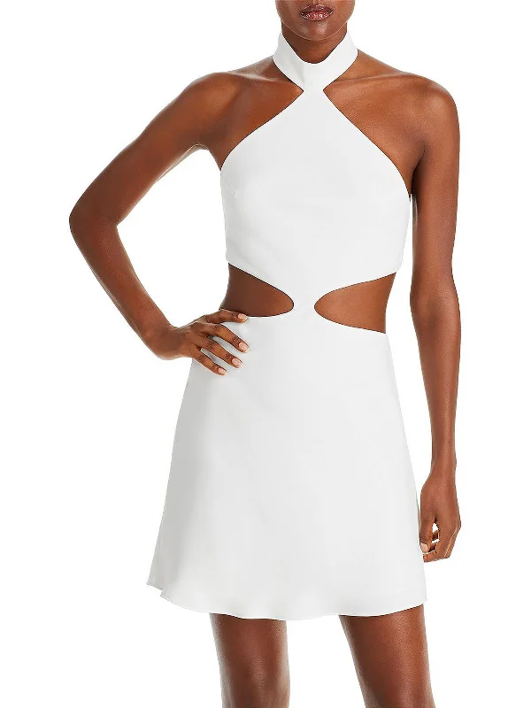 Metallic Gold Party Dress for Luxe Vibe -Womens Crepe Halter Cocktail and Party Dress Metallic Gold Party Dress for Luxe Vibe -Womens Crepe Halter Cocktail and Party Dress