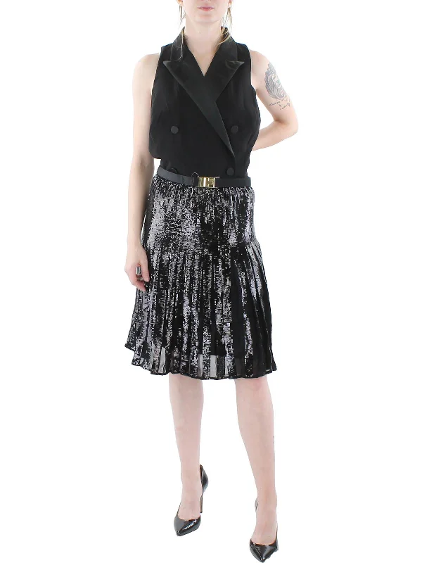 Layered Party Dress for Added Volume -Womens Crepe Sequined Cocktail and Party Dress Layered Party Dress for Added Volume -Womens Crepe Sequined Cocktail and Party Dress