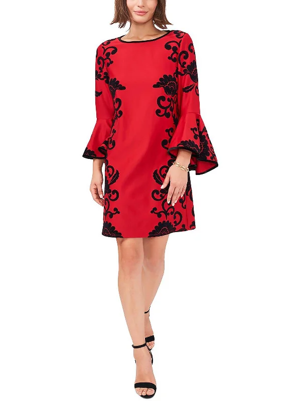 Double-Strap Party Dress for Trendy Appeal -Womens Flocked Mini Cocktail and Party Dress Double-Strap Party Dress for Trendy Appeal -Womens Flocked Mini Cocktail and Party Dress