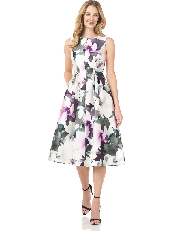 Double-Strap Party Dress for Trendy Appeal -Womens Floral Midi Cocktail and Party Dress Double-Strap Party Dress for Trendy Appeal -Womens Floral Midi Cocktail and Party Dress