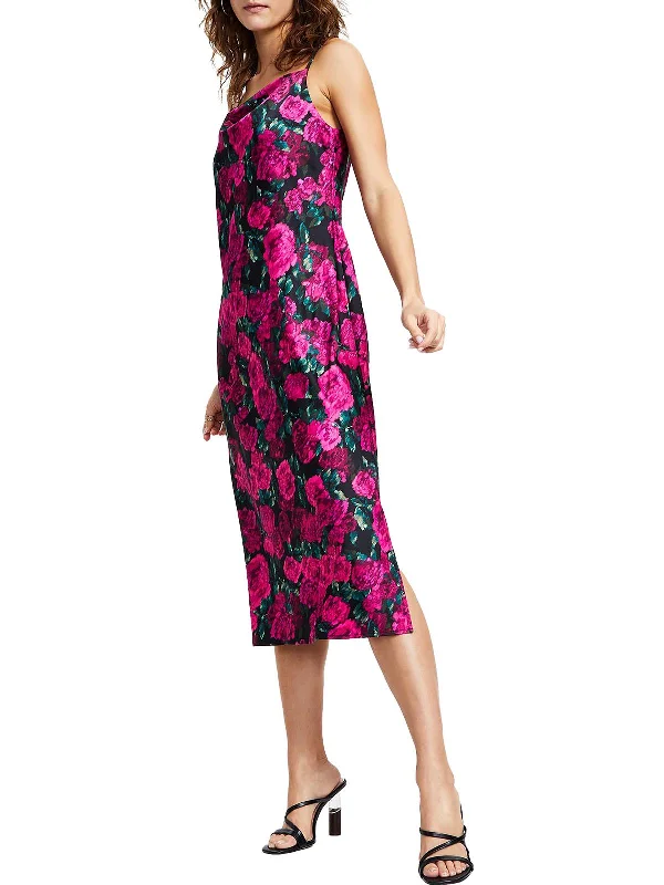 Silk Slip Dress for Cocktail Party -Women's Long Slip Dress -Womens Floral Midi Slip Dress