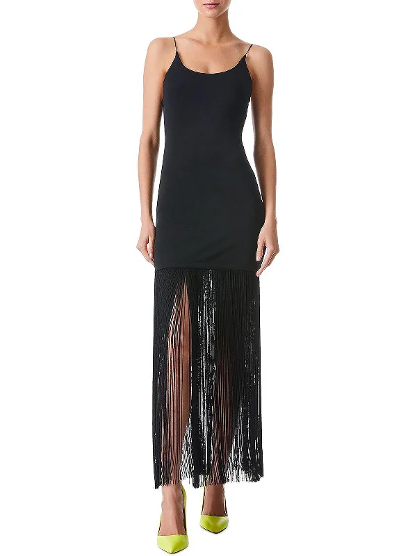 White Silk Slip Dress -White Satin Slip Dress for Bridal -Womens Fringe Maxi Slip Dress