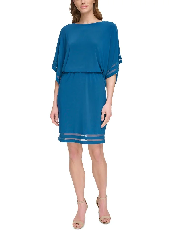 Satin Party Dress for Formal Events -Womens Illusion Midi Cocktail And Party Dress