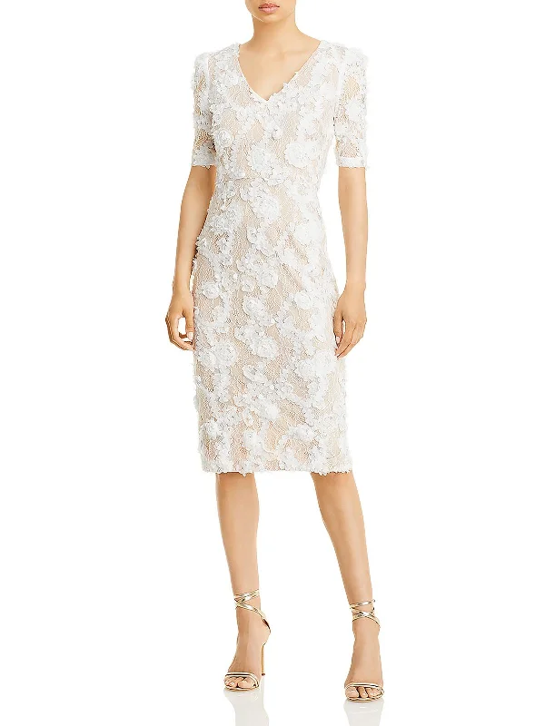 Strapless Floral Party Dress for Outdoor Events -Womens Lace Knee-Length Cocktail and Party Dress Strapless Floral Party Dress for Outdoor Events -Womens Lace Knee-Length Cocktail and Party Dress