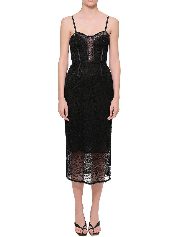 Slip Dress with Sweetheart Back -Black Slip Dress with Lace Inserts -Womens Lace Mini Slip Dress