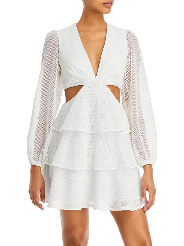 Ruched Party Dress for Flattering Fit -Womens Mesh Ruffled Cocktail and Party Dress
