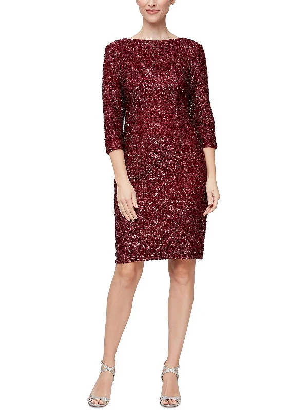 Elegant Pink Party Dress for Formal Gathering -Womens Metallic Sequined Cocktail and Party Dress Elegant Pink Party Dress for Formal Gathering -Womens Metallic Sequined Cocktail and Party Dress