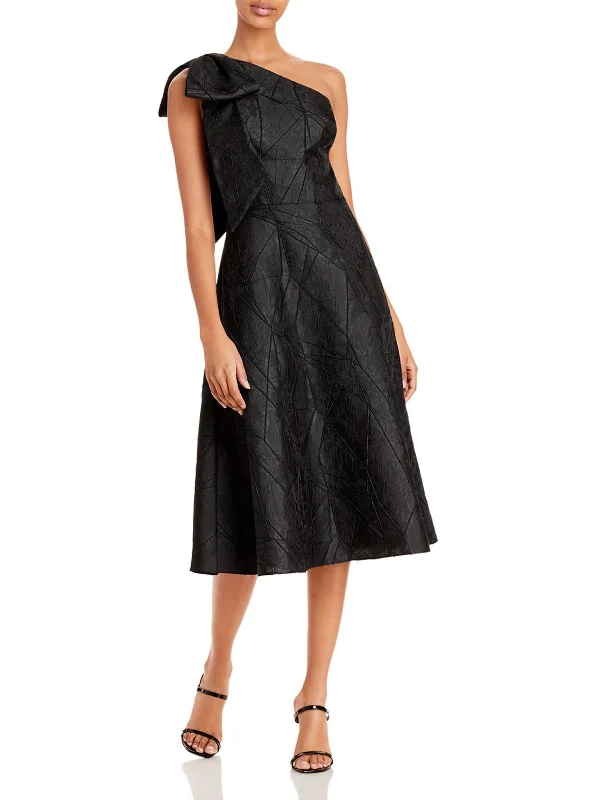 All-Black Party Dress for Versatile Style -Womens One Shoulder Midi Cocktail and Party Dress All-Black Party Dress for Versatile Style -Womens One Shoulder Midi Cocktail and Party Dress
