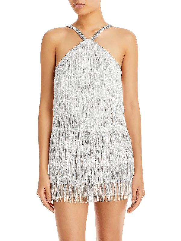 Spaghetti Strap Party Dress for Hot Weather -Womens Sequin Fringe Cocktail and Party Dress Spaghetti Strap Party Dress for Hot Weather -Womens Sequin Fringe Cocktail and Party Dress