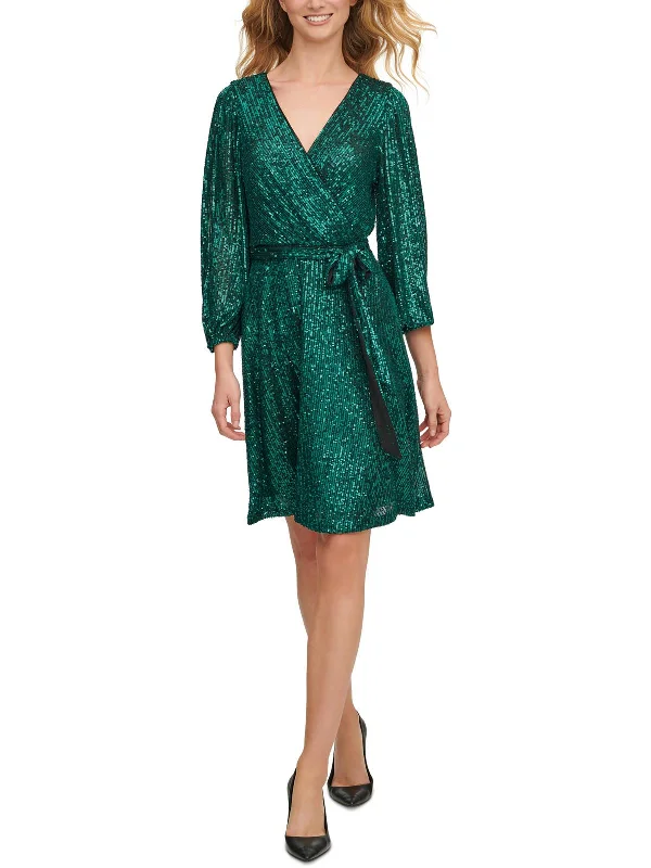 V-neck Silk Party Dress for Classic Look -Womens Sequined V-Neck Cocktail and Party Dress V-neck Silk Party Dress for Classic Look -Womens Sequined V-Neck Cocktail and Party Dress