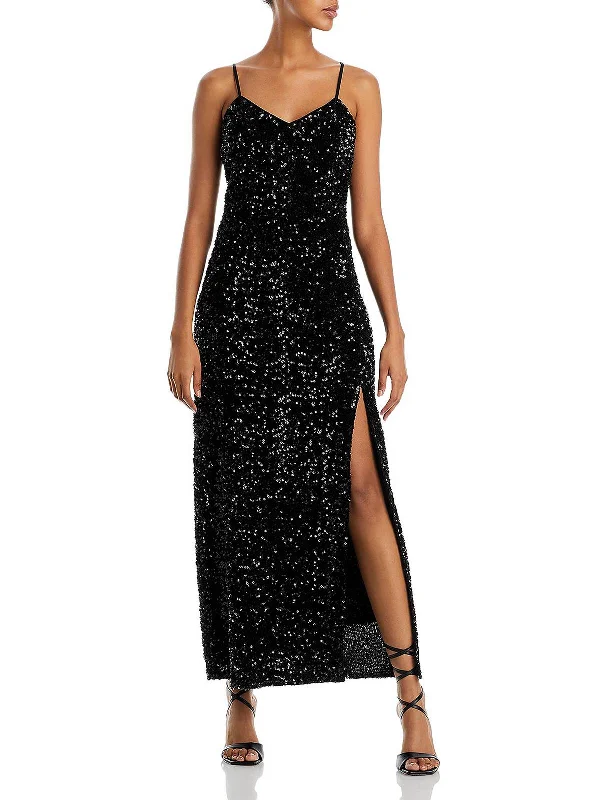 Plunging Back Party Dress for Bold Look -Womens Side Slit Long Cocktail and Party Dress Plunging Back Party Dress for Bold Look -Womens Side Slit Long Cocktail and Party Dress